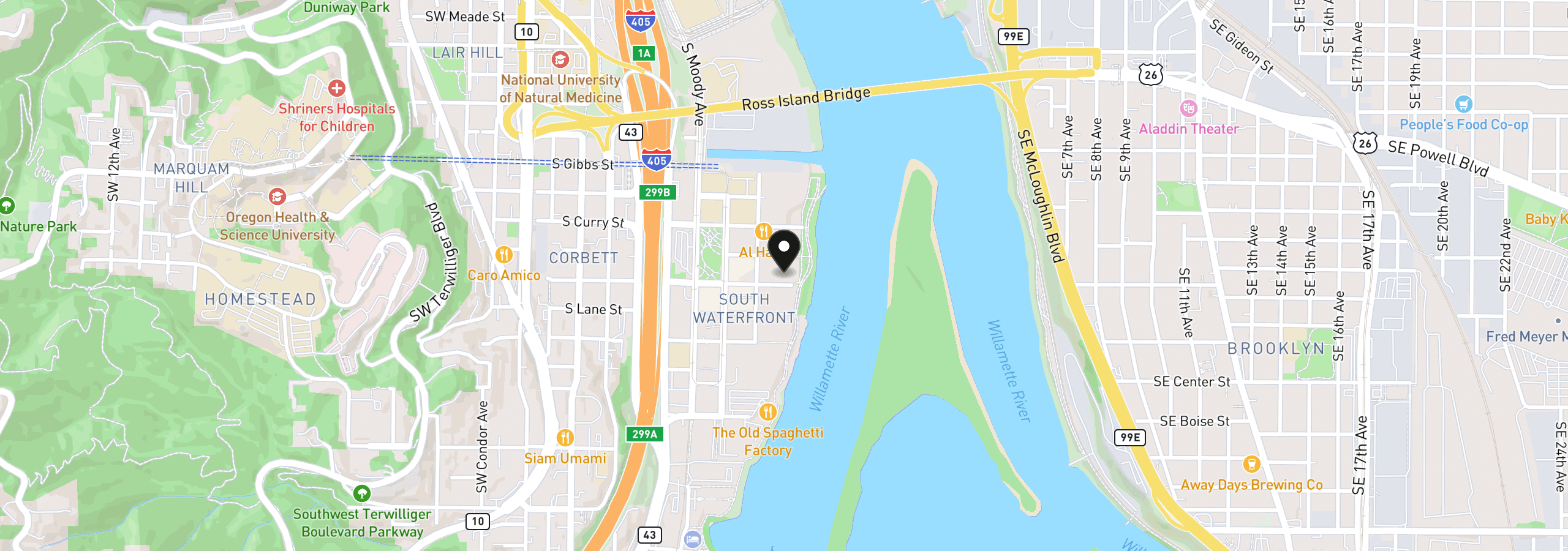 Map showing the location of 841 S Gaines St 117, Portland, OR 97239