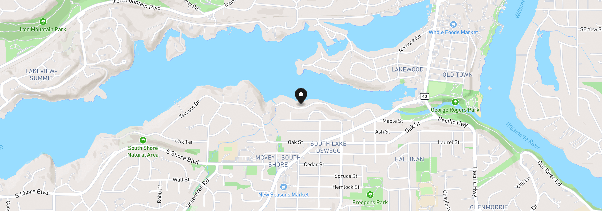Map showing the location of 1527 Lake Front Rd, Lake Oswego, OR 97034