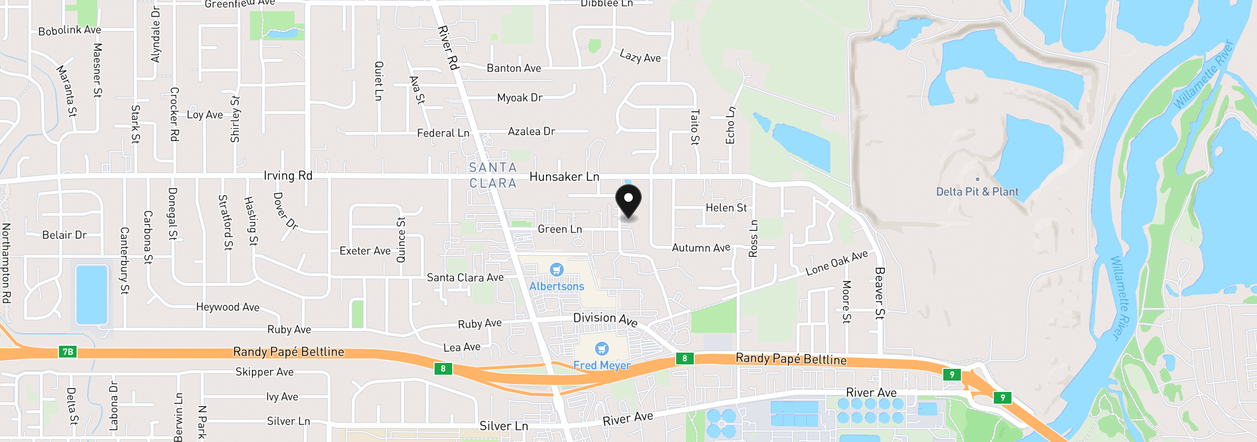 Map showing the location of 2617 Mimi St, Eugene, OR 97404