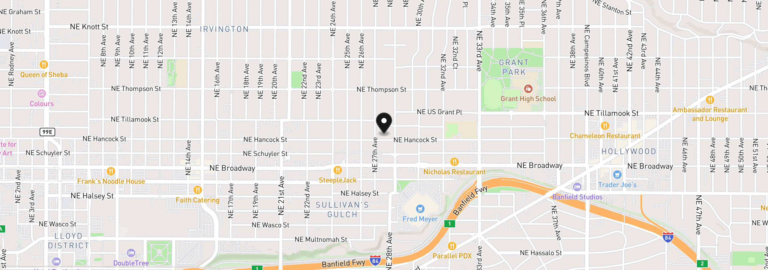 Map showing the location of 2727 NE Hancock St, Portland, OR 97212