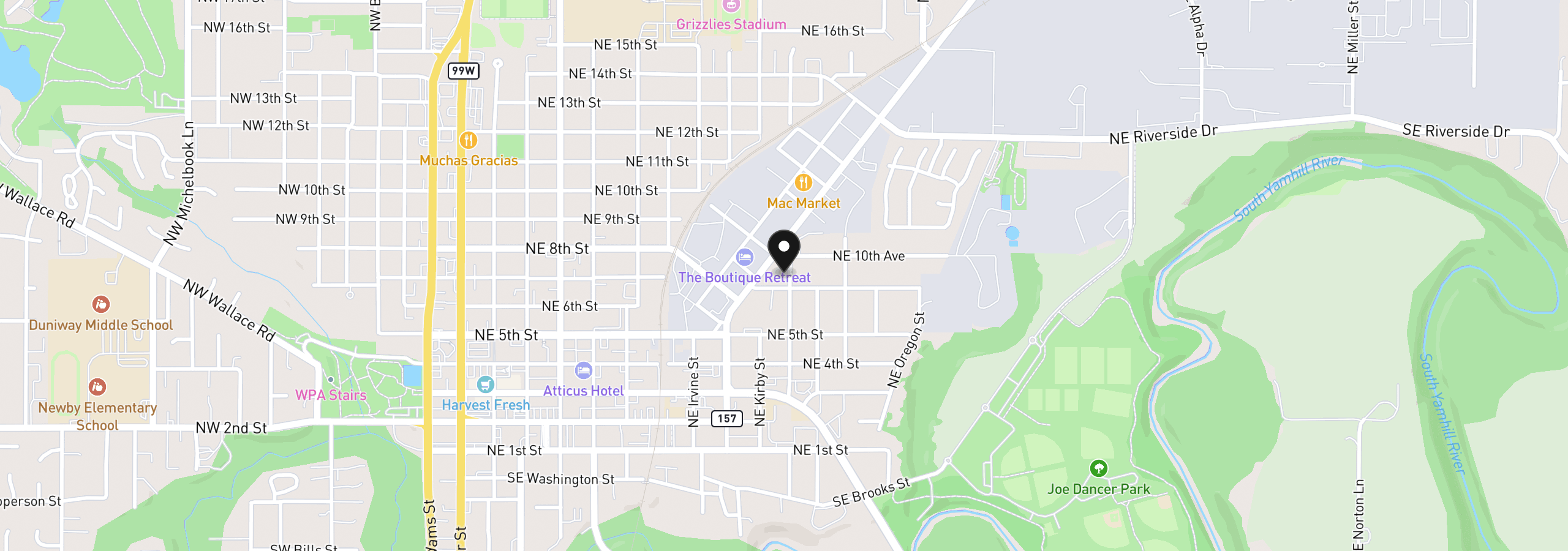 Map showing the location of 1147 NE 9th Ave, McMinnville, OR 97128