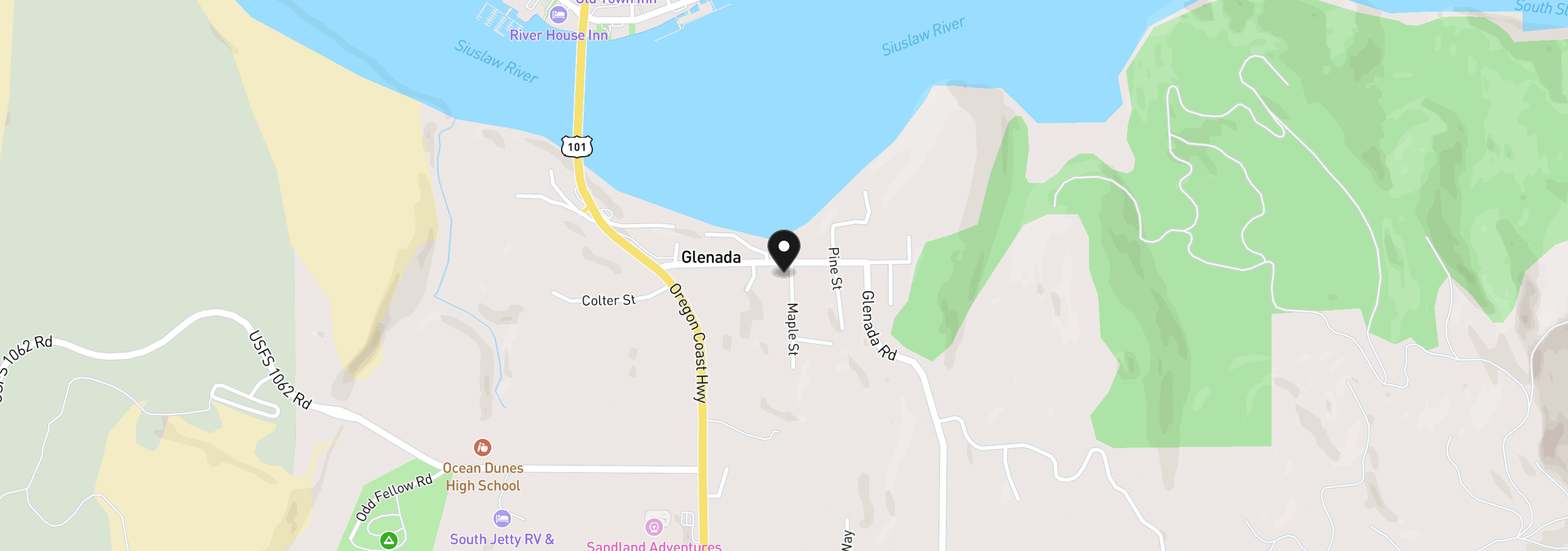 Map showing the location of 85600 Maple St, Florence, OR 97439