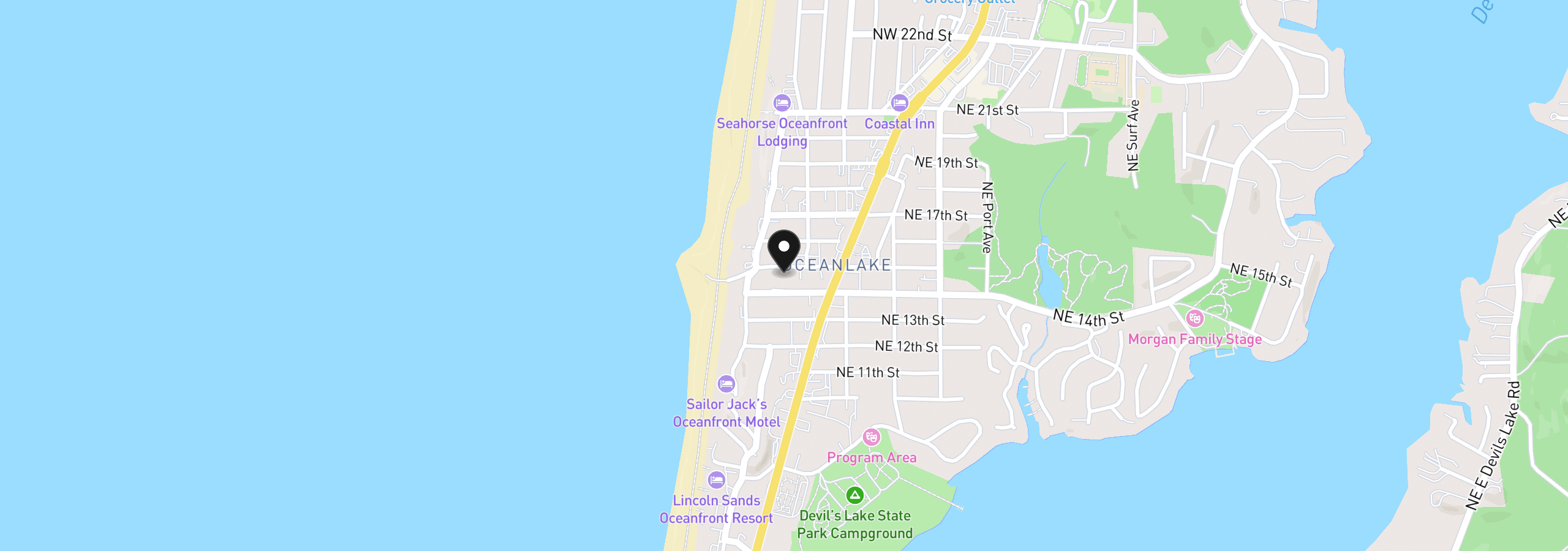 Map showing the location of 1284 NW 15th St, Lincoln City, OR 97367