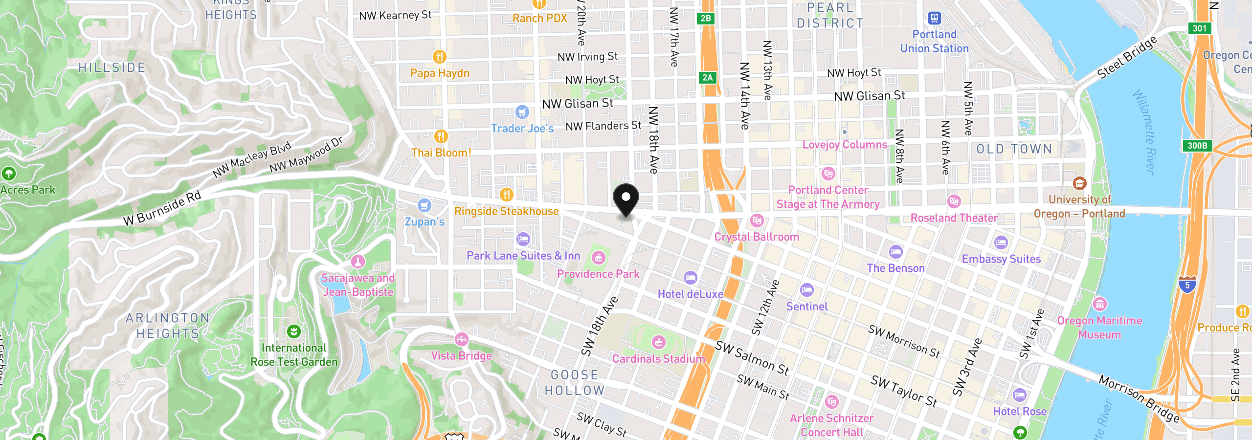 Map showing the location of 1926 W Burnside St 614, Portland, OR 97209