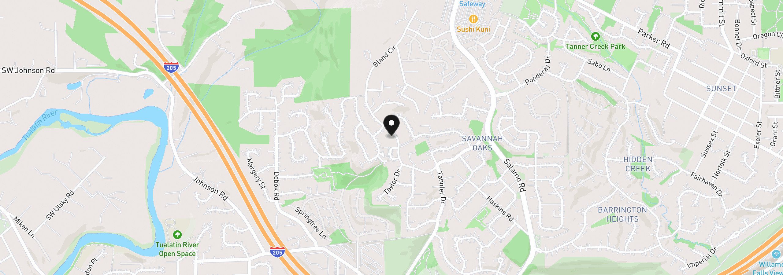 Map showing the location of 23060 Bland Cir, West Linn, OR 97068