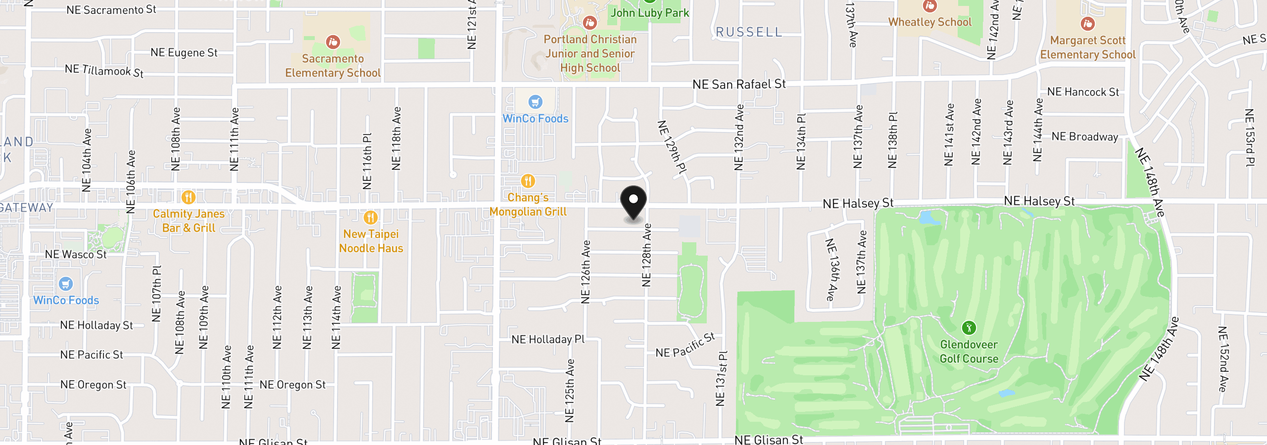 Map showing the location of 12731 NE Clackamas St, Portland, OR 97230