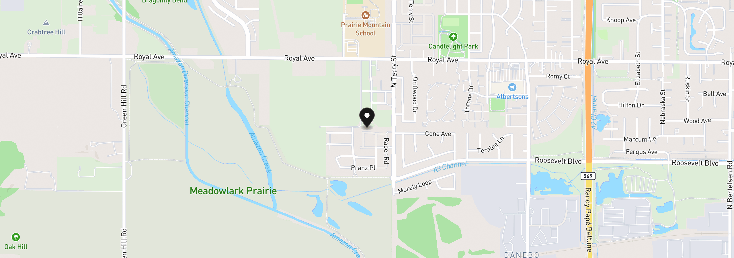 Map showing the location of 5471 Gould Ave, Eugene, OR 97402