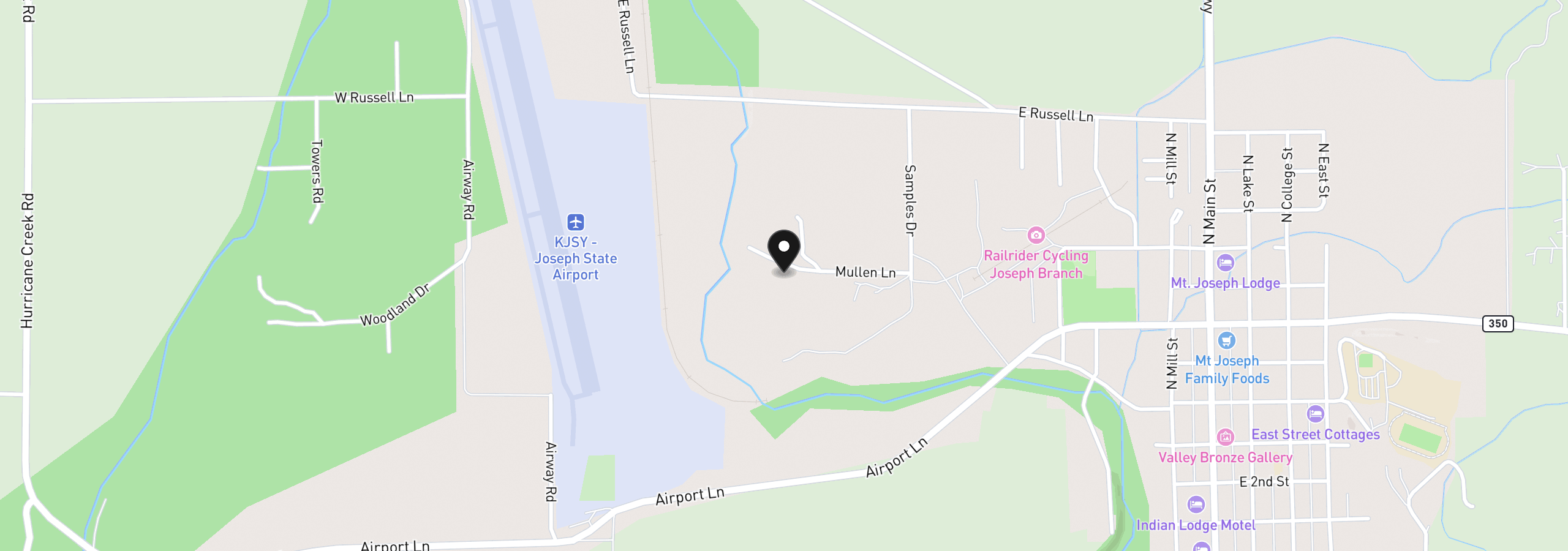 Map showing the location of 802 Mullen Ln, Joseph, OR 97846