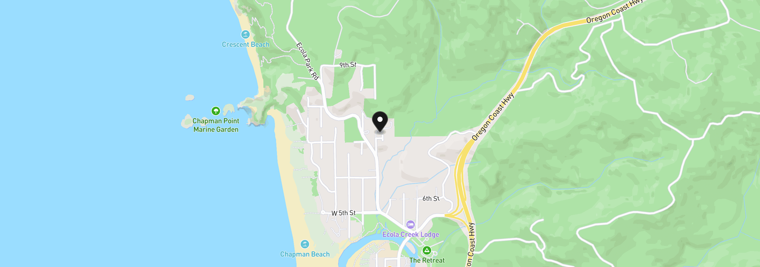 Map showing the location of 780 Monica Ct, Cannon Beach, OR 97110