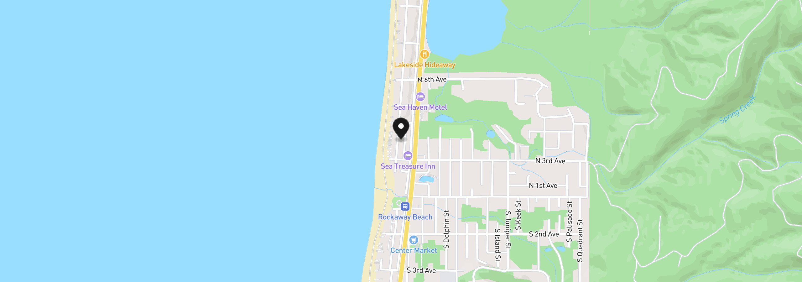 Map showing the location of 342 N Pacific St, Rockaway Beach, OR 97136