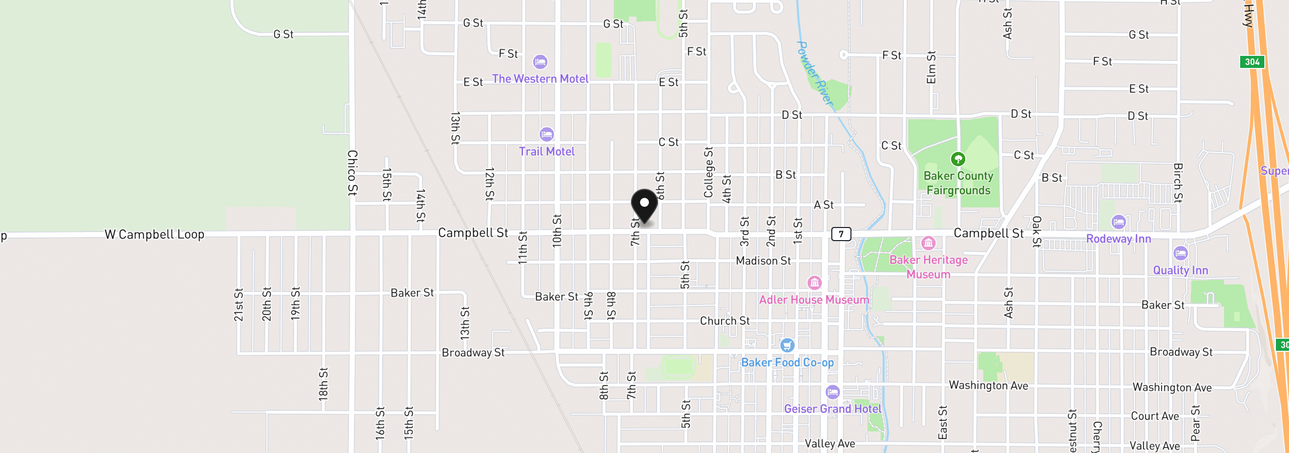 Map showing the location of 2530 Campbell St, Baker City, OR 97814