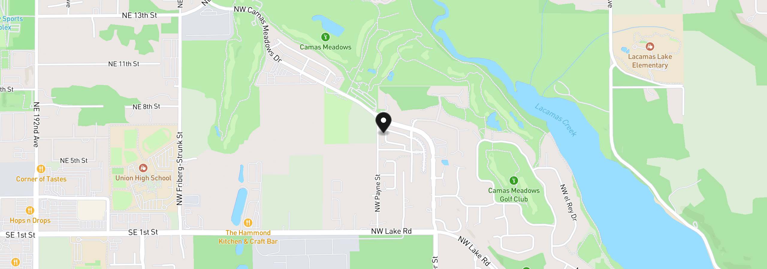 Map showing the location of 6503 NW Olympic Ln 63, Camas, Wa 98607