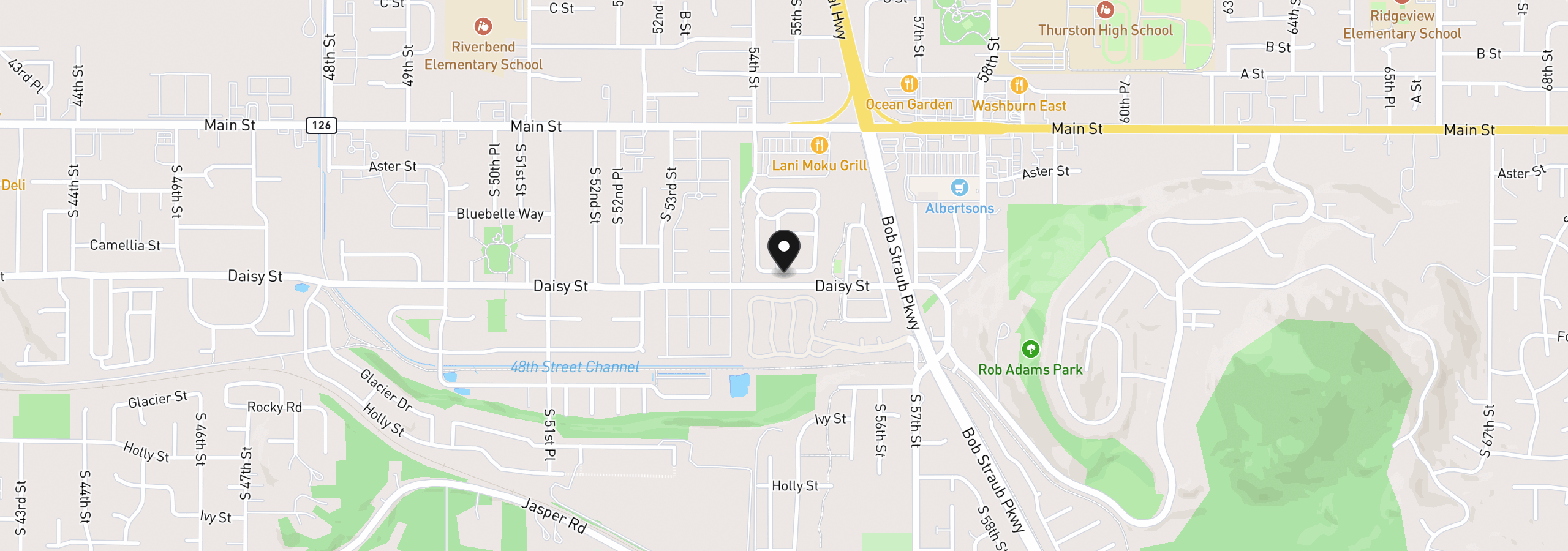 Map showing the location of 205 S 54th St 76, Springfield, OR 97478