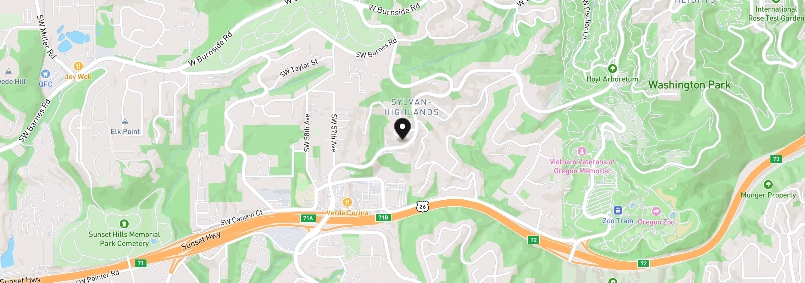 Map showing the location of 5202 SW Burton Dr, Portland, OR 97221