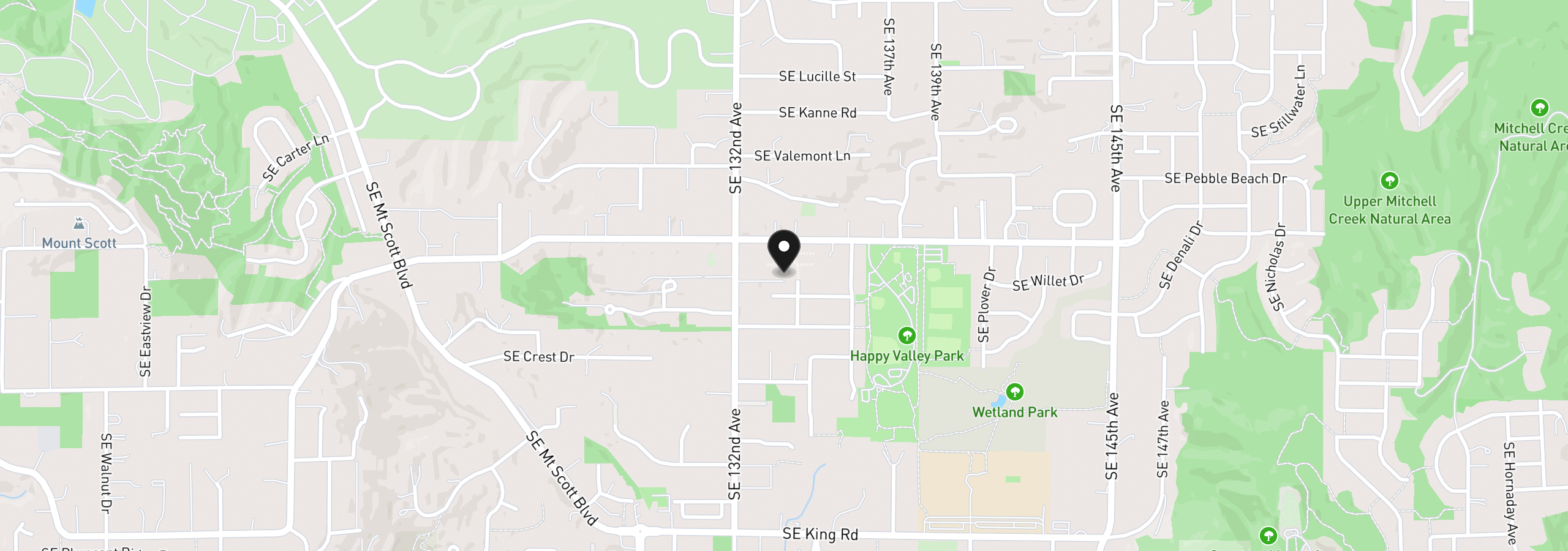 Map showing the location of 13304 SE Gray Fox Ln, Happy Valley, OR 97086