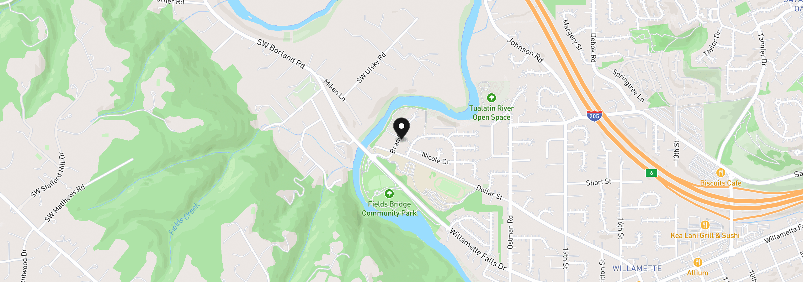 Map showing the location of 2215 Brandon Pl, West Linn, OR 97068