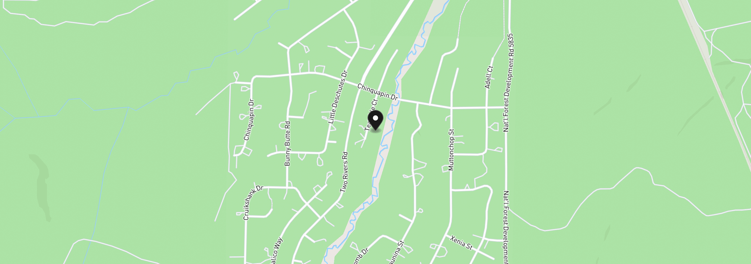 Map showing the location of Teatable, Crescent Lake, OR 97733