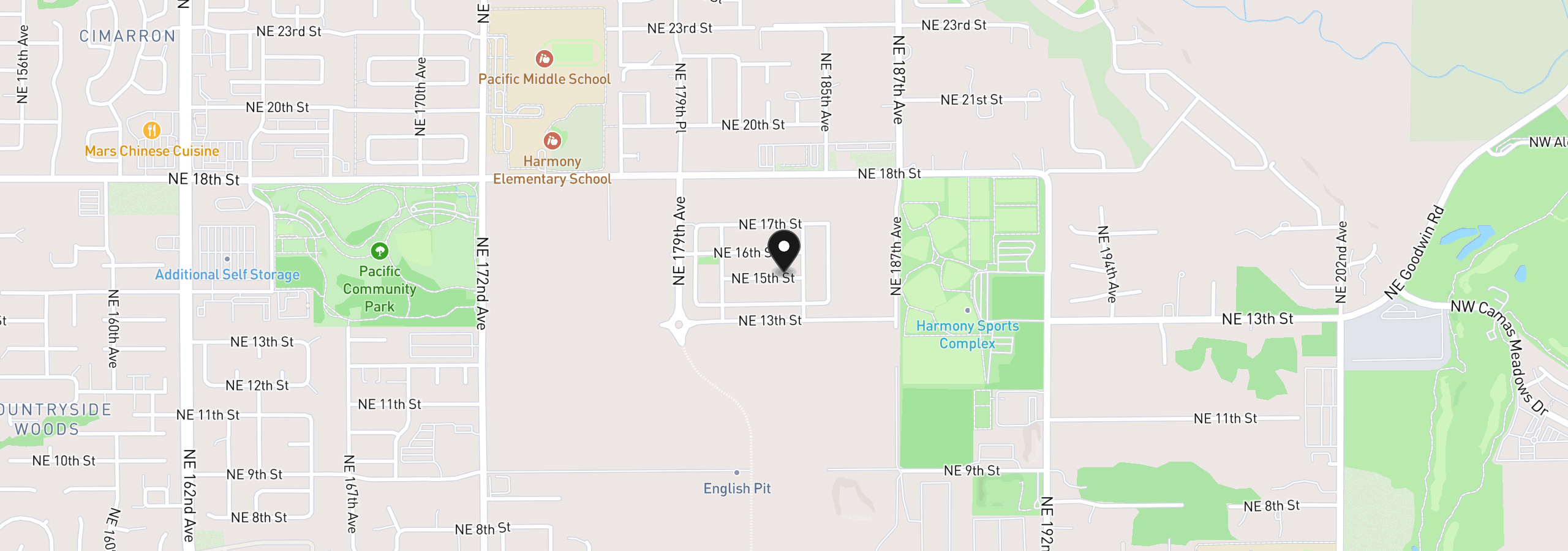 Map showing the location of 18306 NE 16th St, Vancouver, Wa 98684