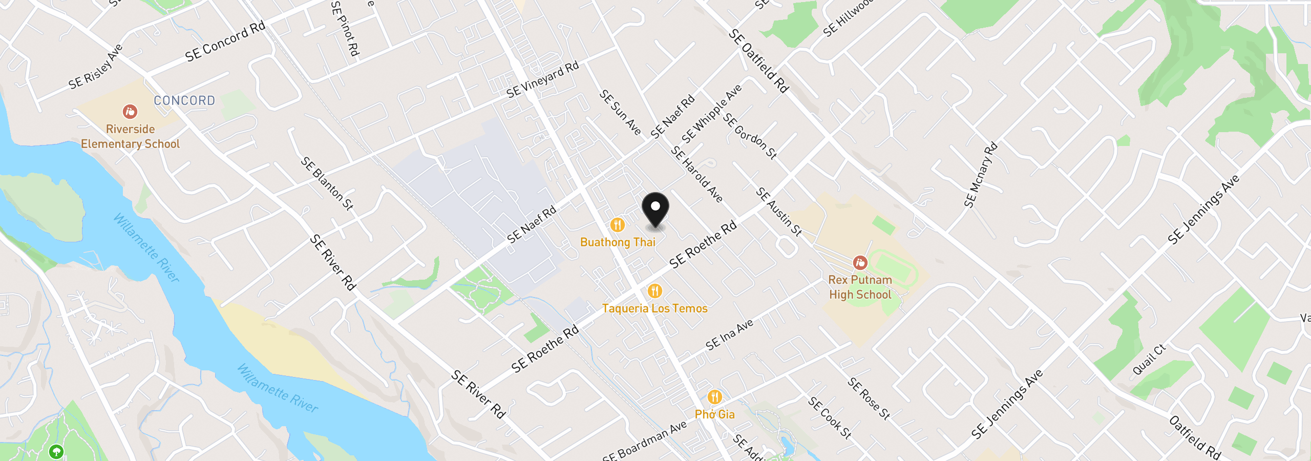 Map showing the location of 4407 SE Roethe Rd 41, Milwaukie, OR 97267