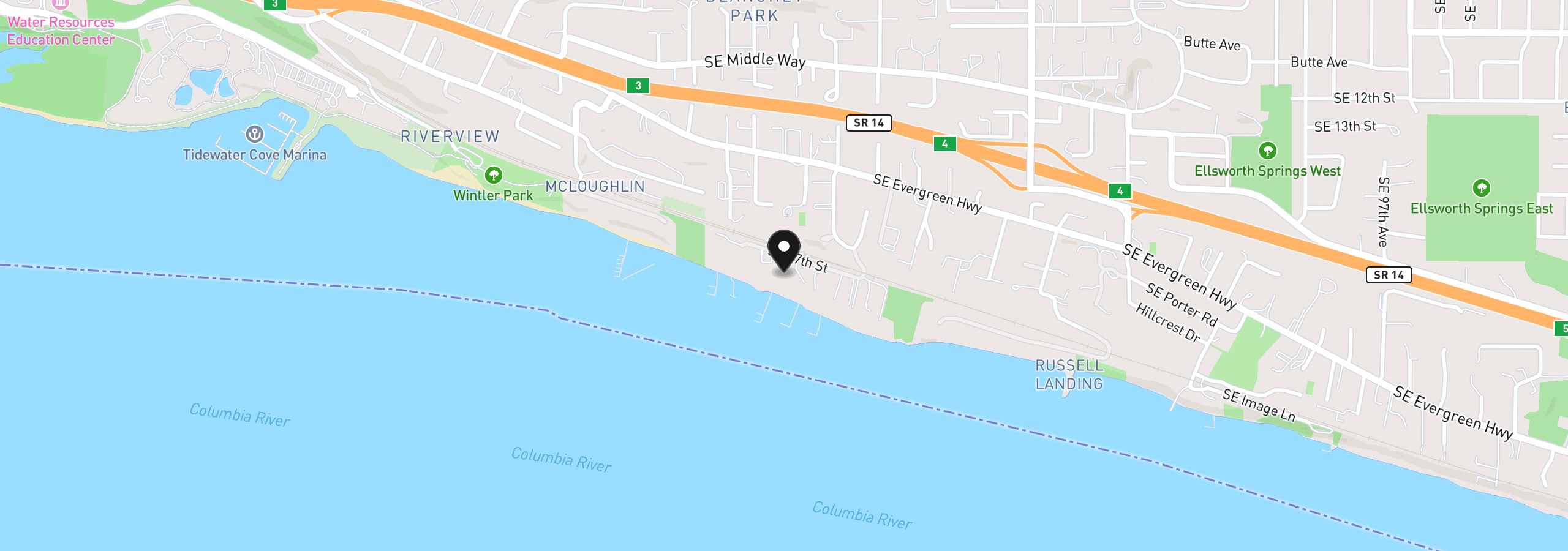 Map showing the location of 7619 SE 17th St, Vancouver, Wa 98664