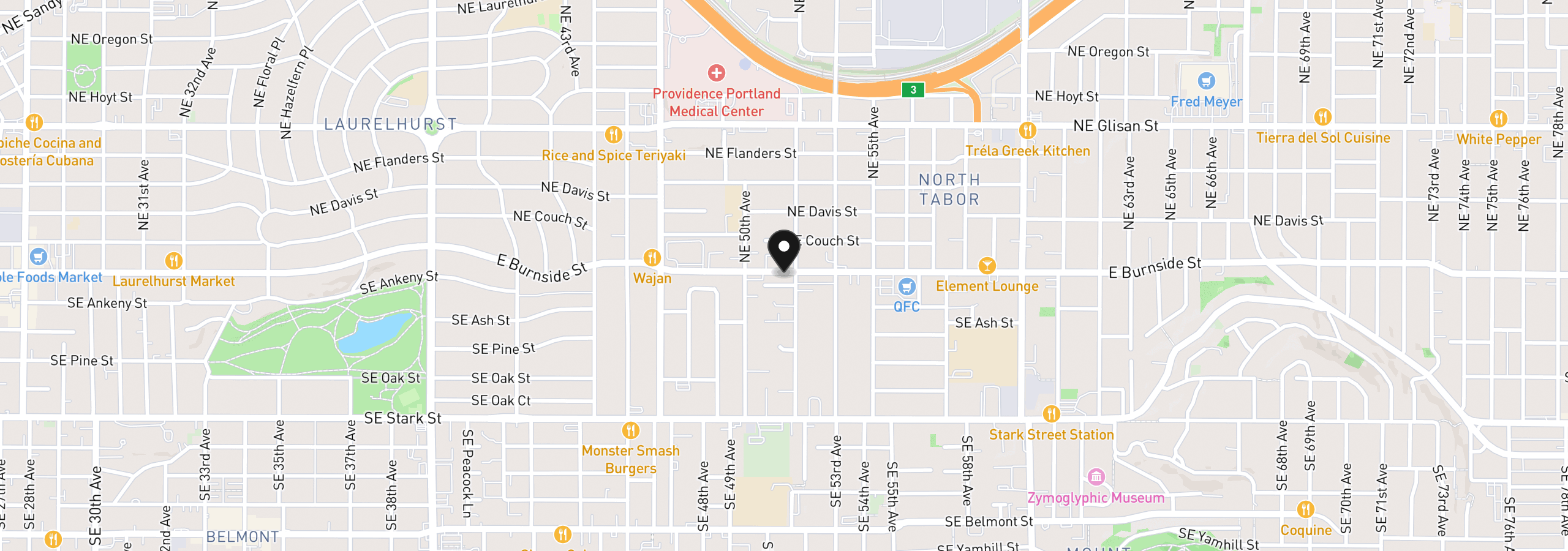 Map showing the location of 5154 E Burnside St, Portland, OR 97215