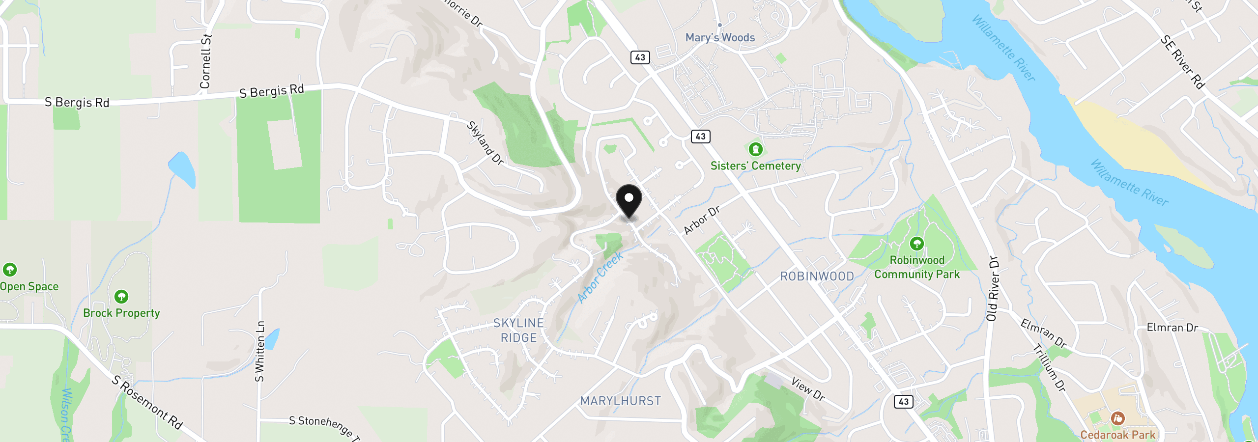 Map showing the location of 17683 Hillside Dr, West Linn, OR 97068