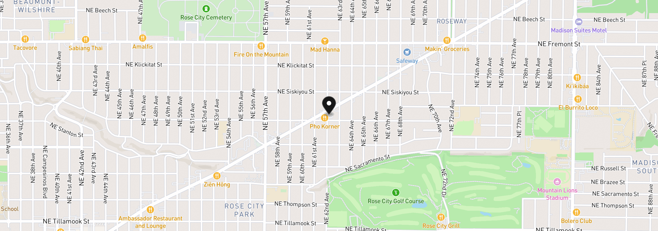 Map showing the location of 2936 NE 62nd Ave, Portland, OR 97213