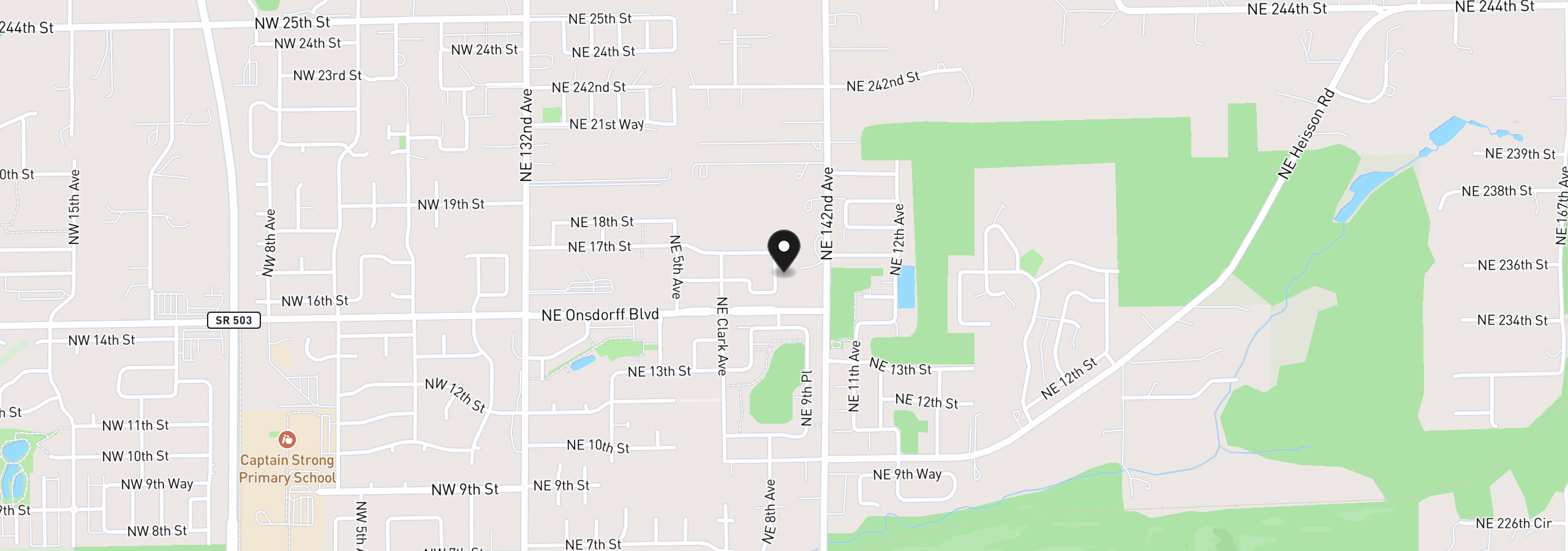 Map showing the location of 1575 NE 9th Ave, Battle Ground, Wa 98604