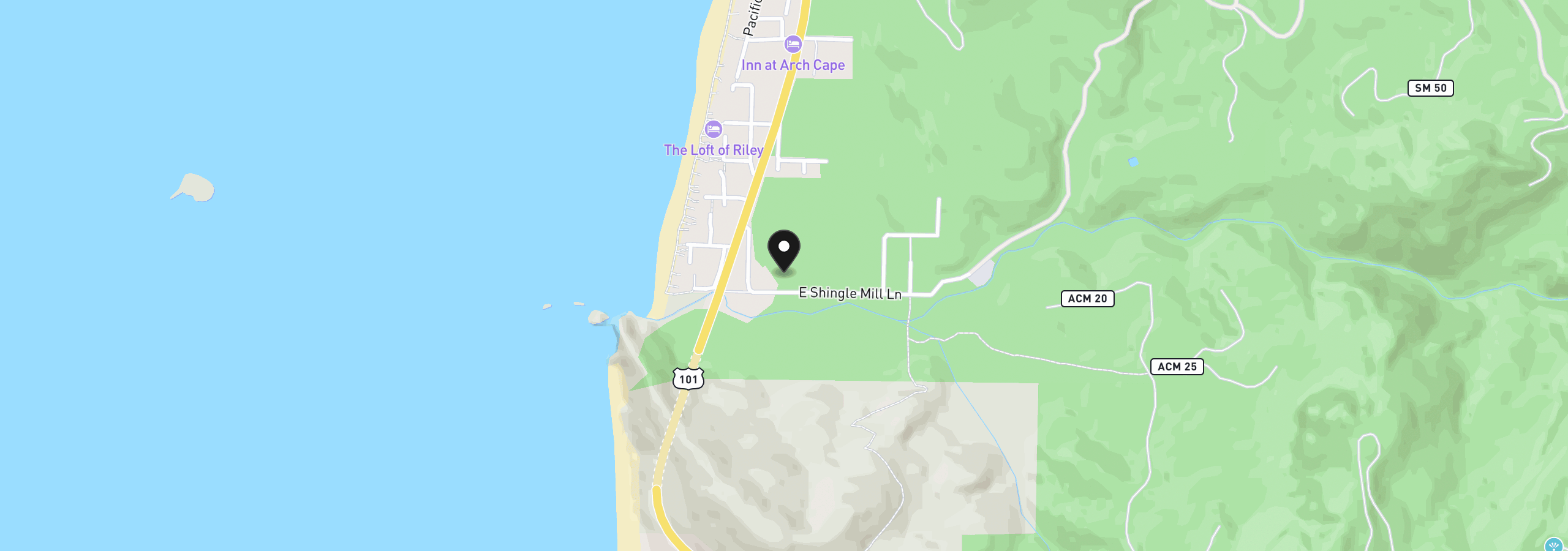 Map showing the location of Greenleaf Rd, Arch Cape, OR 97102