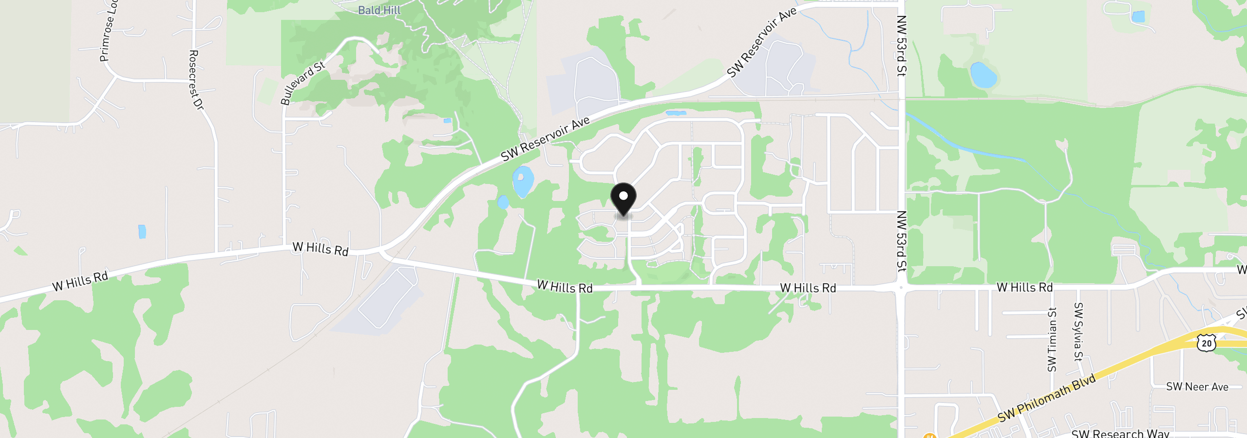 Map showing the location of 6298 SW Grand Oaks Dr I302, Corvallis, OR 97333
