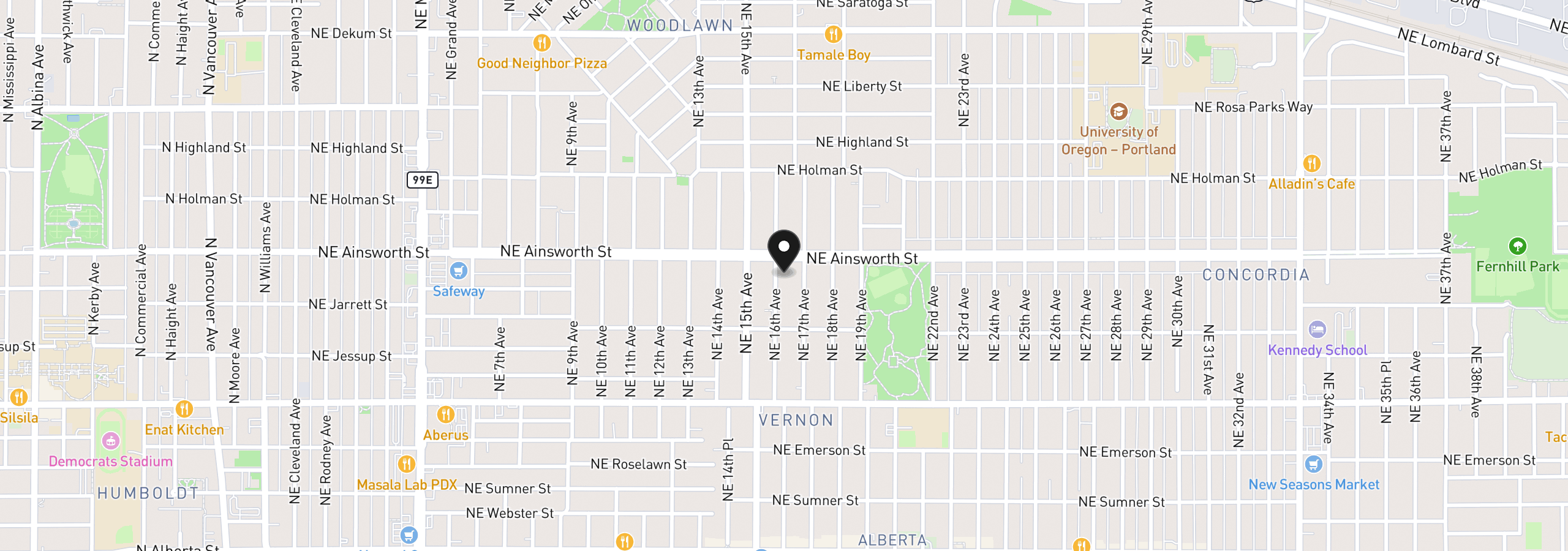 Map showing the location of 5934 NE 16th Ave, Portland, OR 97211