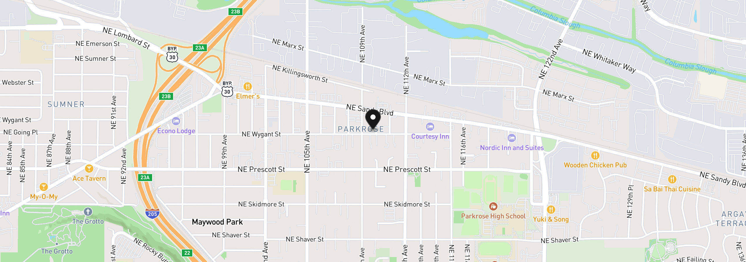Map showing the location of 4705 NE 110th, Portland, OR 97220