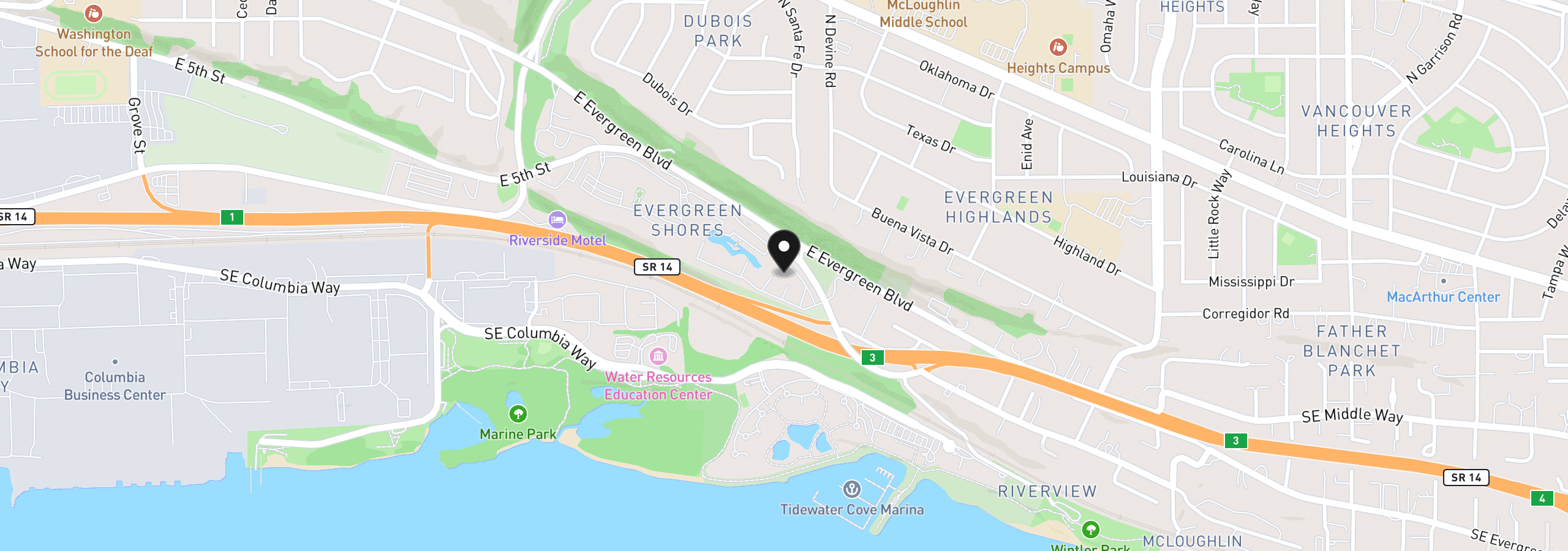 Map showing the location of 5575 E Evergreen Blvd 4103, Vancouver, Wa 98661