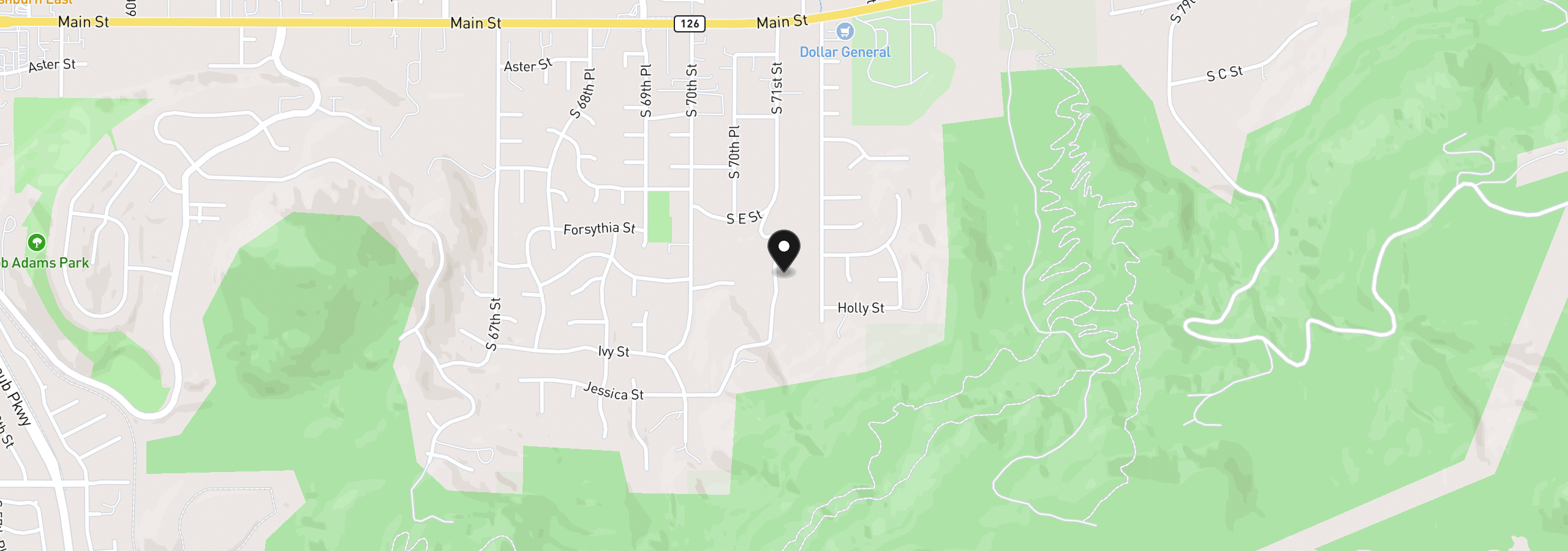 Map showing the location of 759 S 71st St, Springfield, OR 97478
