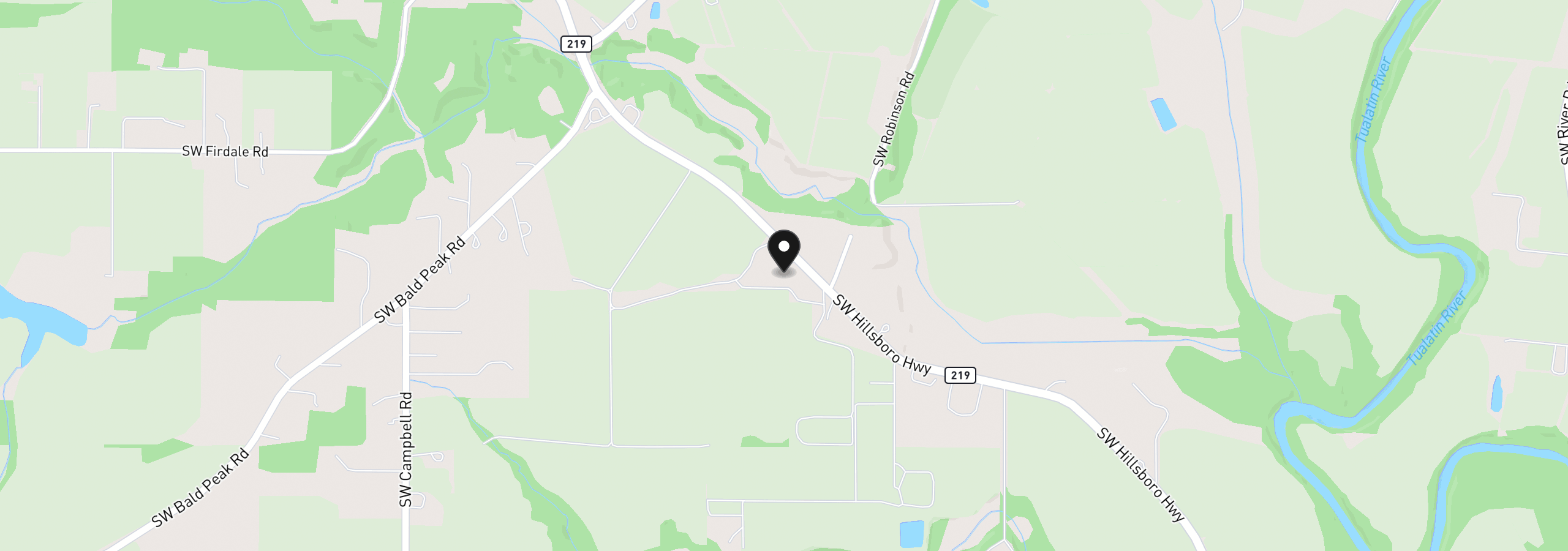 Map showing the location of 11385 SW Hillsboro Hwy, Hillsboro, OR 97123