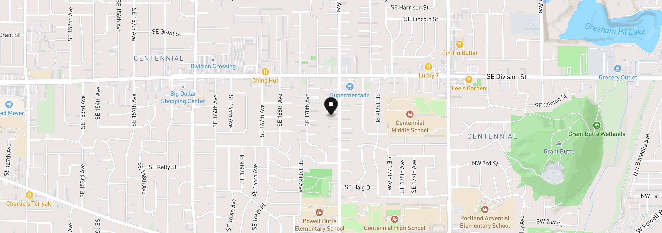Map showing the location of 2807 SE 174th Ave, Portland, OR 97236