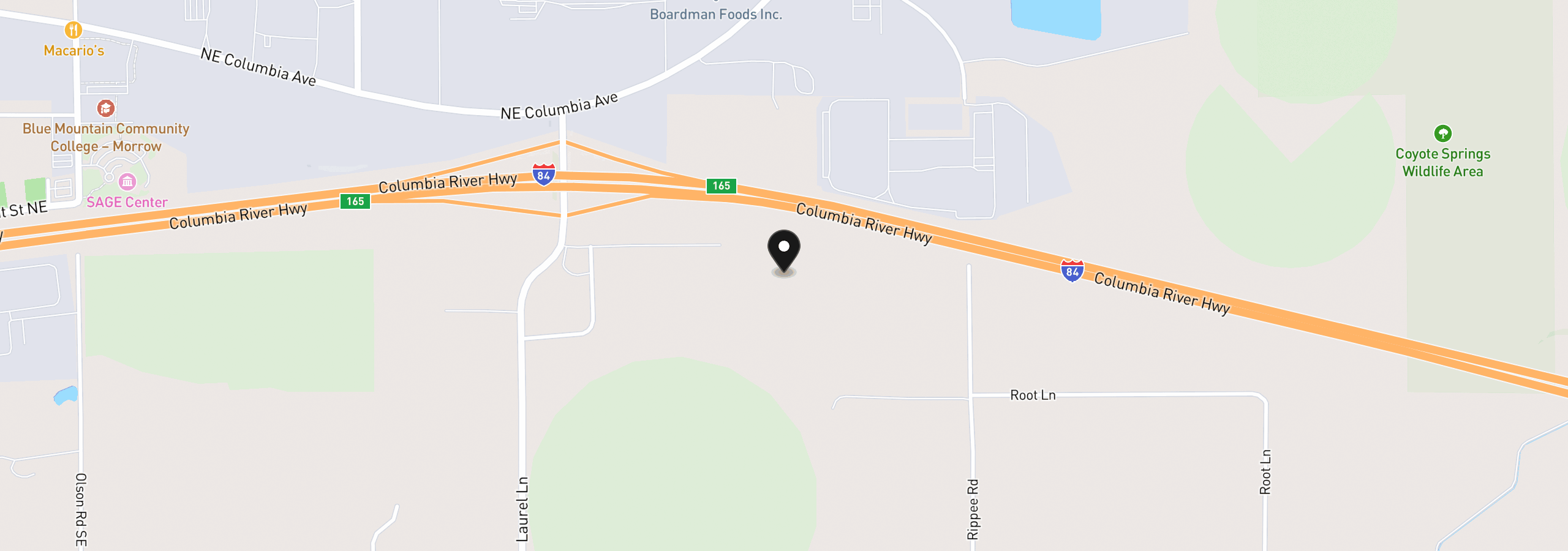 Map showing the location of Yates Ln, Boardman, OR 97818