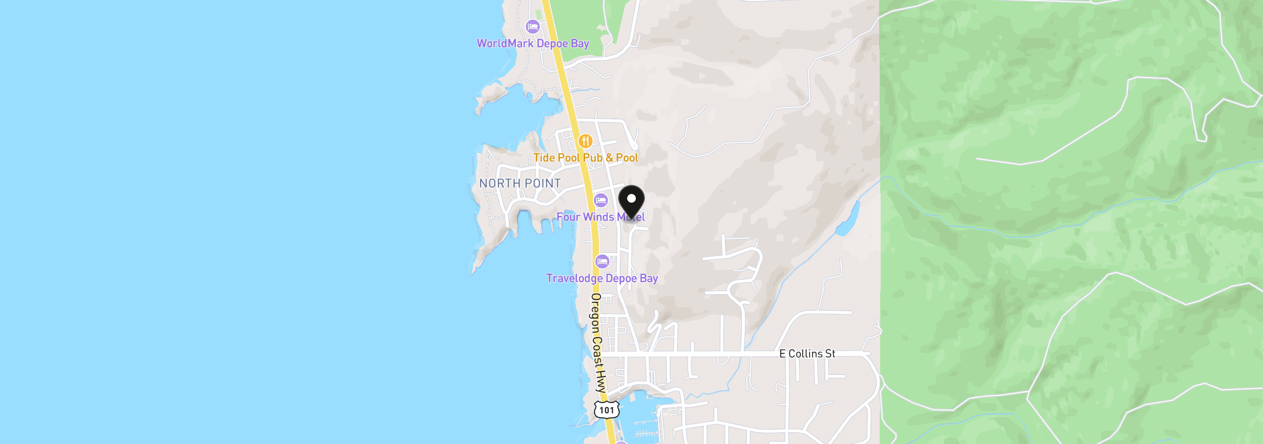 Map showing the location of 315 NE Vista Terrace Ave, Depoe Bay, OR 97341