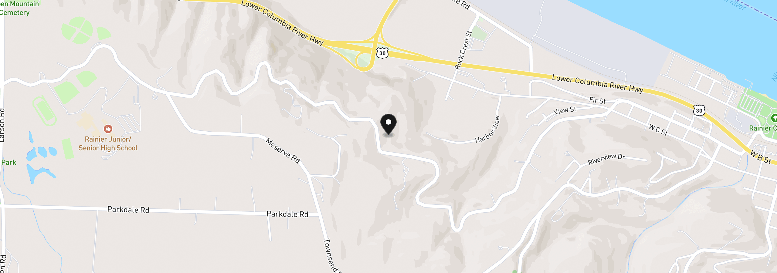 Map showing the location of Old Rainier Rd, Rainier, OR 97048