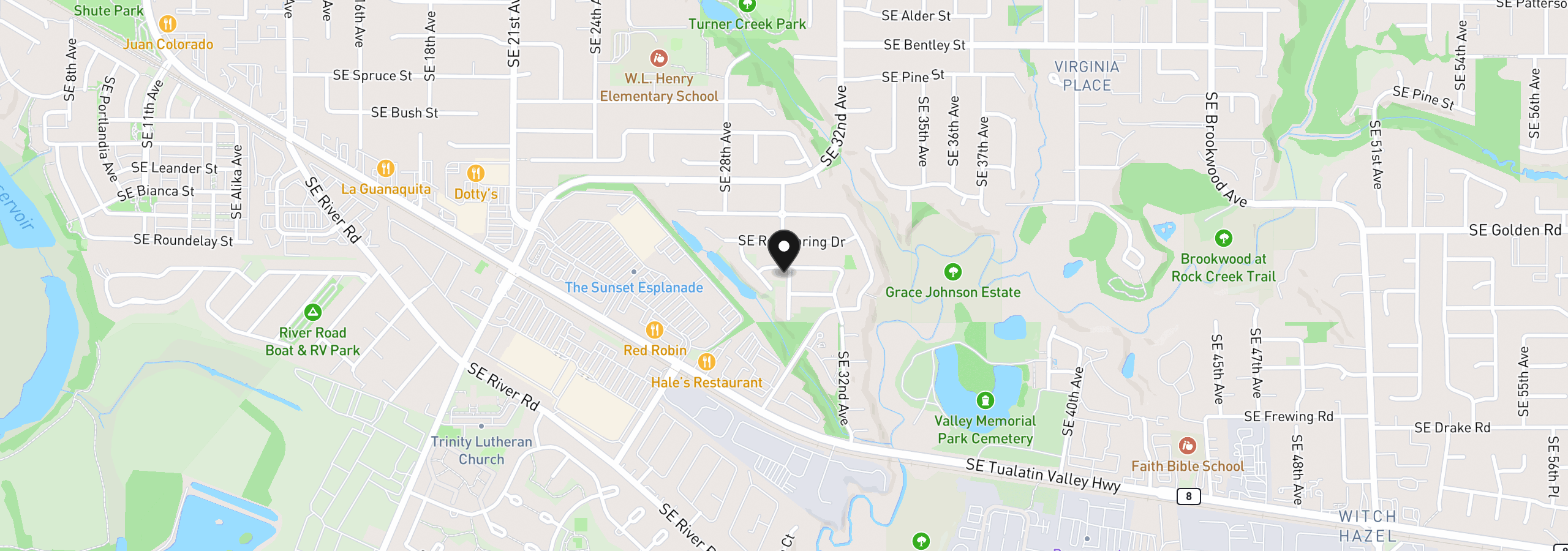 Map showing the location of 2998 SE Turner Creek Dr, Hillsboro, OR 97123