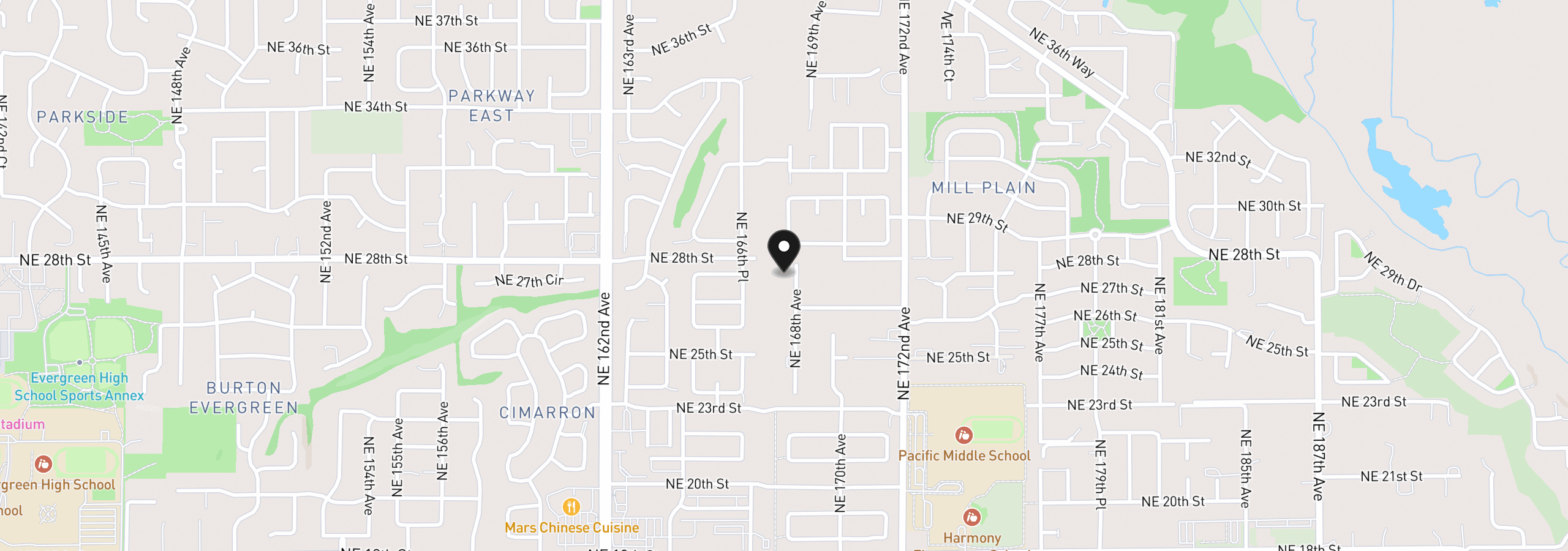Map showing the location of 2716 NE 168th Ave, Vancouver, Wa 98684