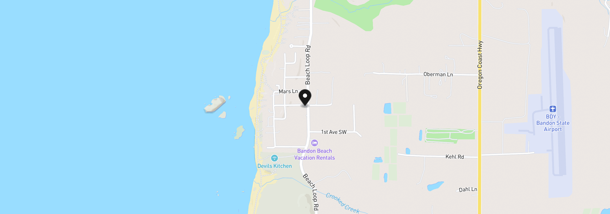 Map showing the location of 00200 Beach Loop Rd, Bandon, OR 97411