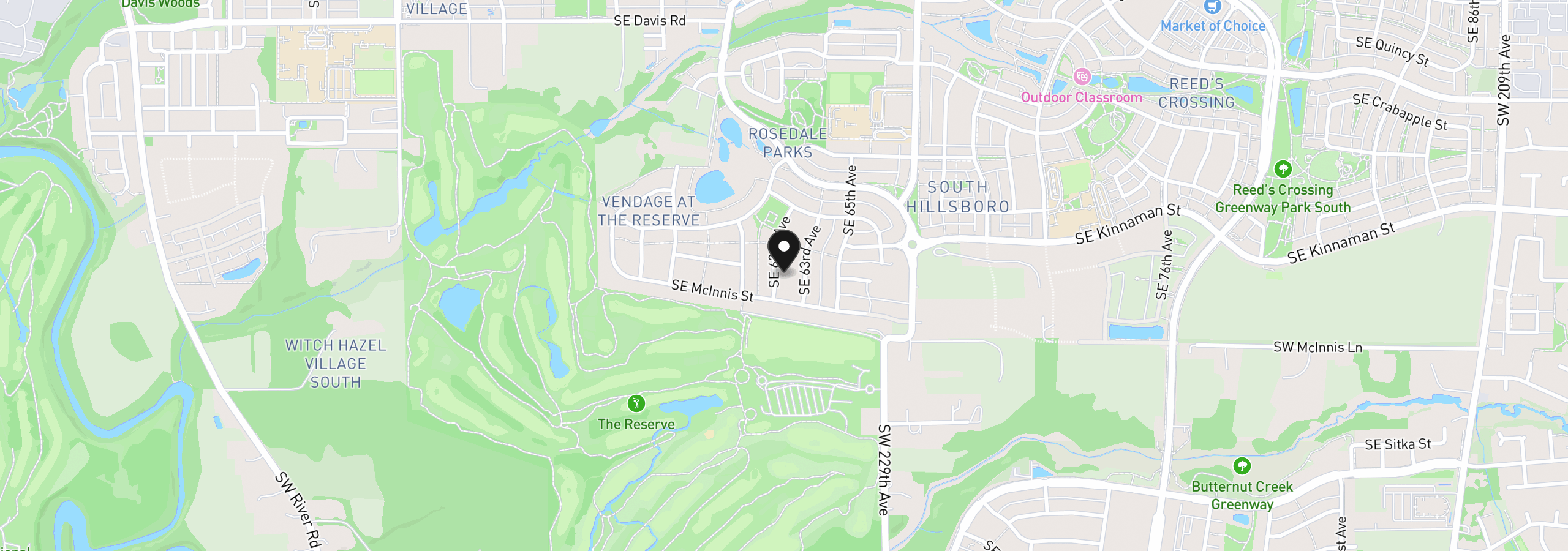 Map showing the location of 4436 SE 62nd Ave, Hillsboro, OR 97123