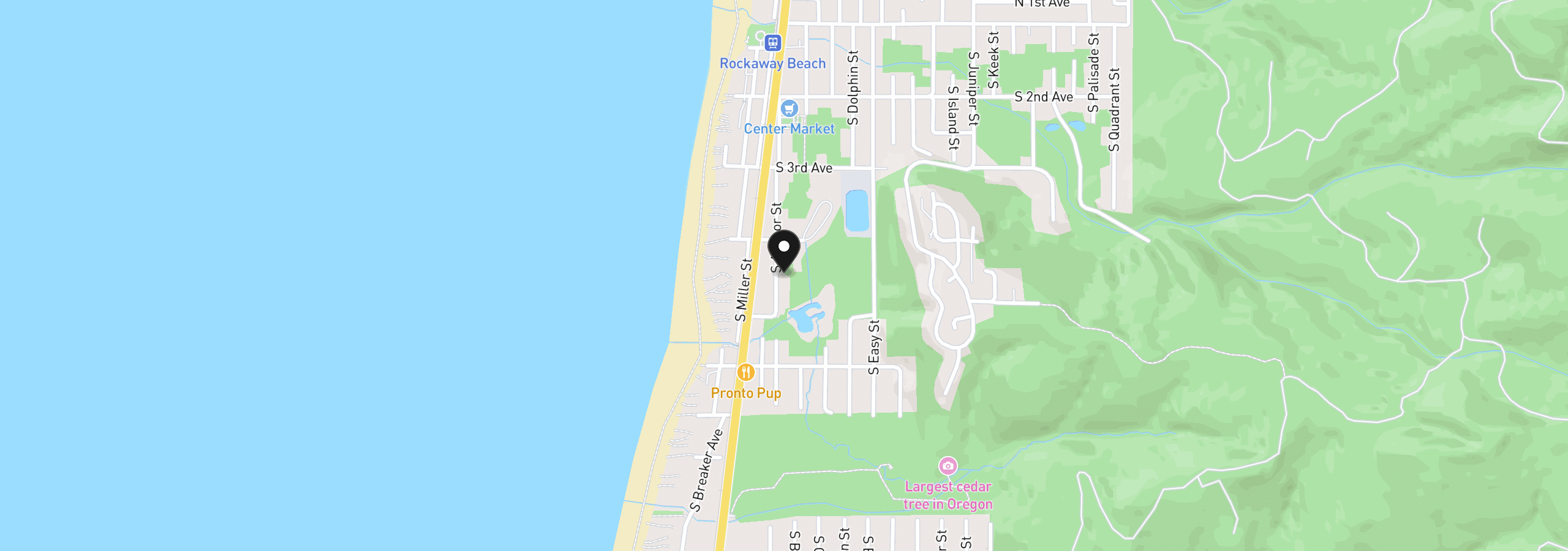 Map showing the location of 452 S Anchor St, Rockaway Beach, OR 97136