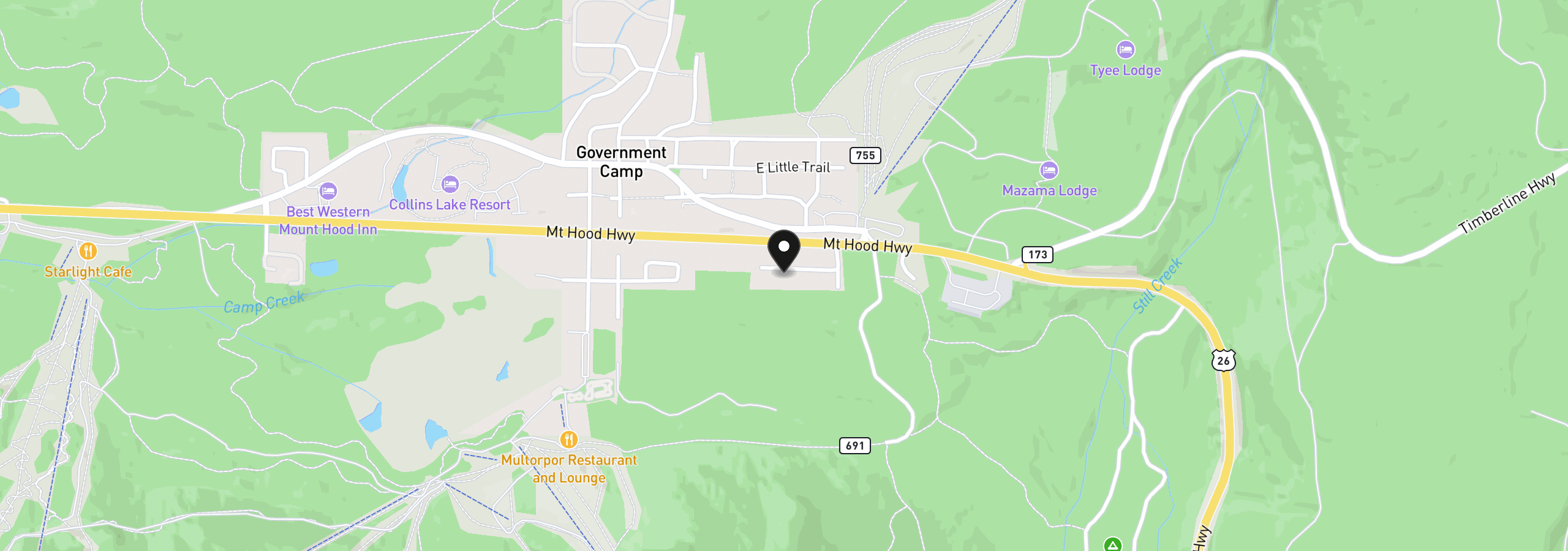 Map showing the location of 89790 E Morrison Ln, Government Camp, OR 97028