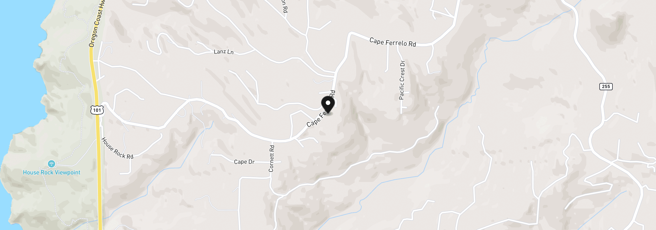 Map showing the location of 96120 Cape Ferrelo Rd, Brookings, OR 97415