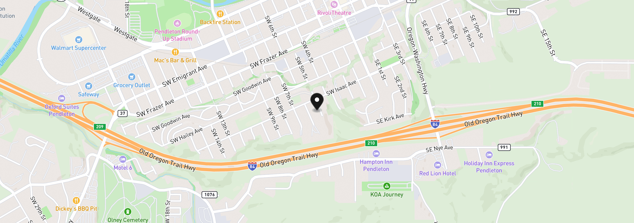Map showing the location of 819 SW 5th St, Pendleton, OR 97801