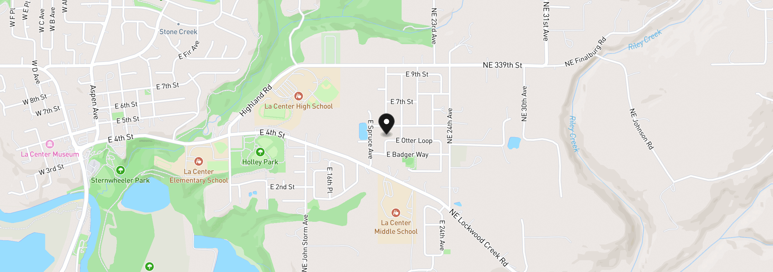 Map showing the location of 2031 E Otter Loop 67, La Center, Wa 98629