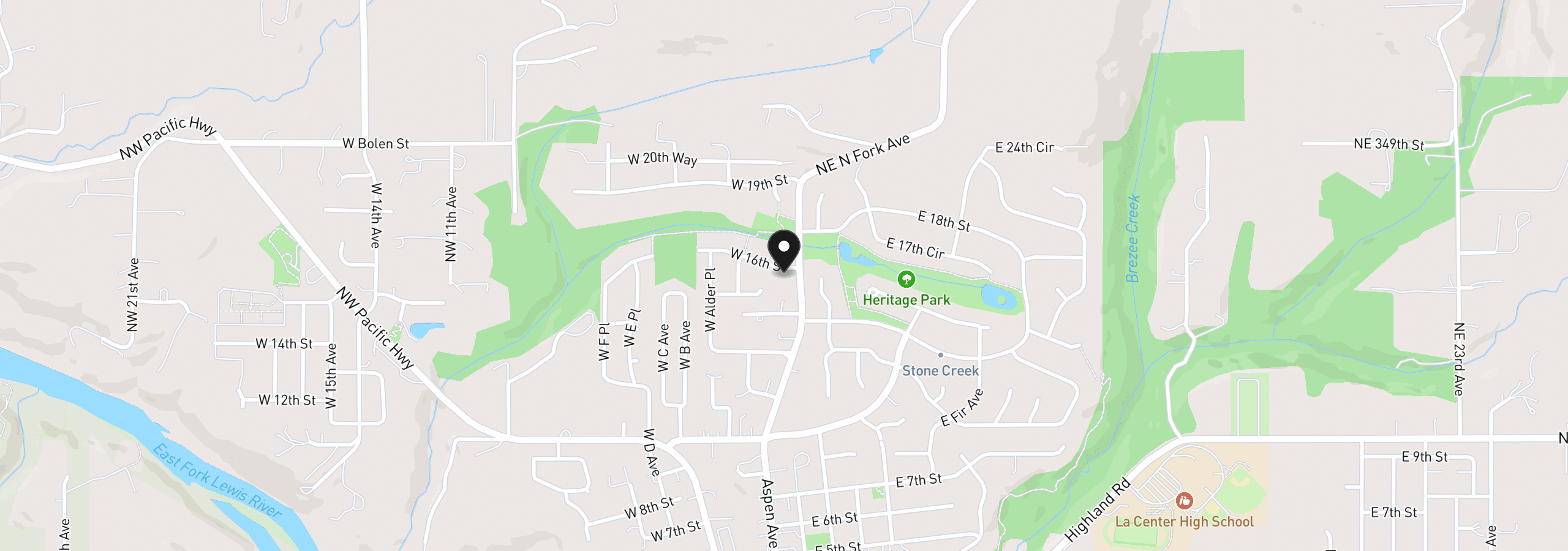 Map showing the location of 108 W 16th St, La Center, Wa 98629