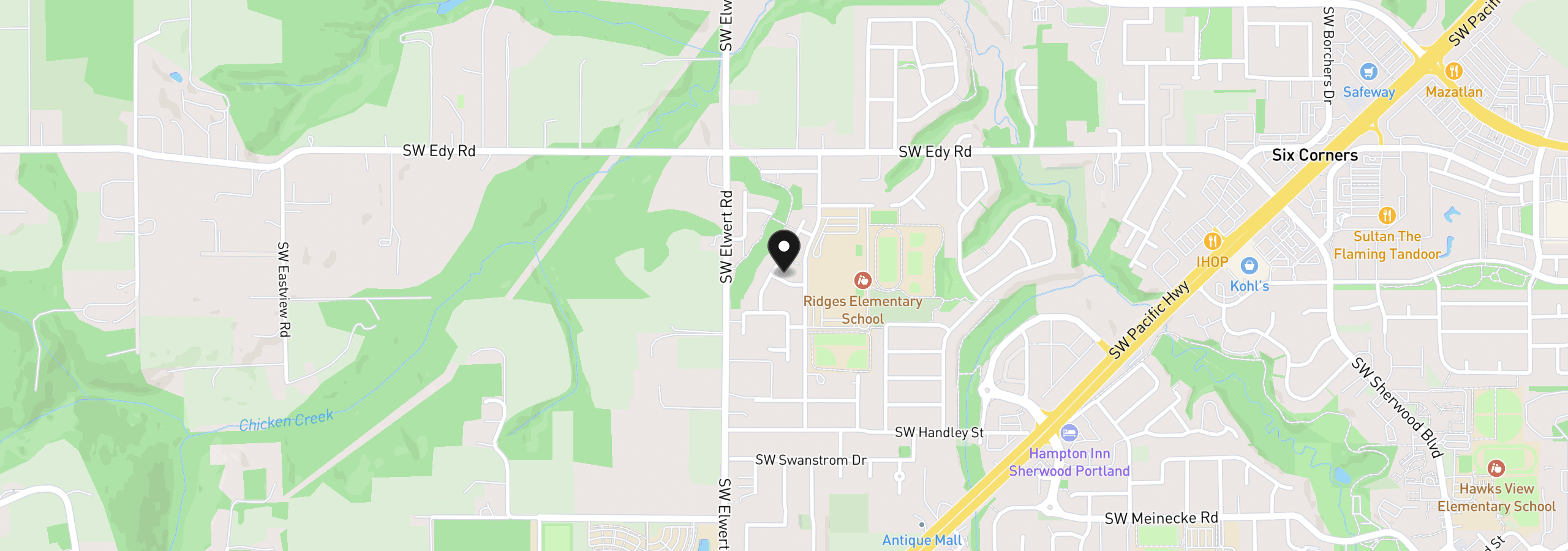 Map showing the location of 21428 SW Yorkshire Way, Sherwood, OR 97140